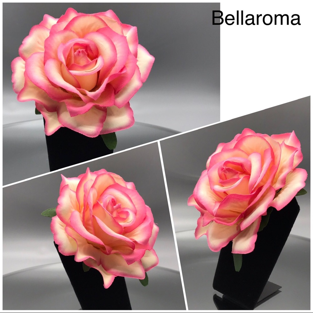 Gorgeous Fabric Layered Rose Flower Hair Clips NEW - Picture 4 of 4